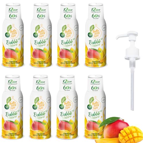 8 paquetes - Light - Bajo en carbohidratos - Jarabe de fitness de FruttaMax | Azúcar Cero | con Stevia | 50-60% Contenido de Fruta (8x500ml) (8 x Mango Light)