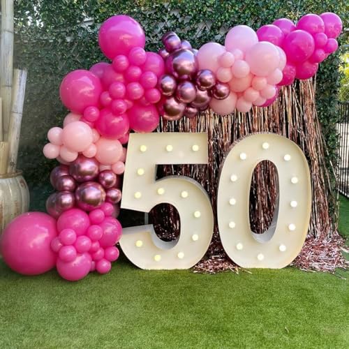 Image of Shades of Pink Balloons 12 Inch, Hot Pearl Light Pastel Baby Dark Bright Pink Sand Latex Balloons with Metallic Magenta Pink Confetti Balloon for Princess Theme Birthday Wedding Bridal Shower Party