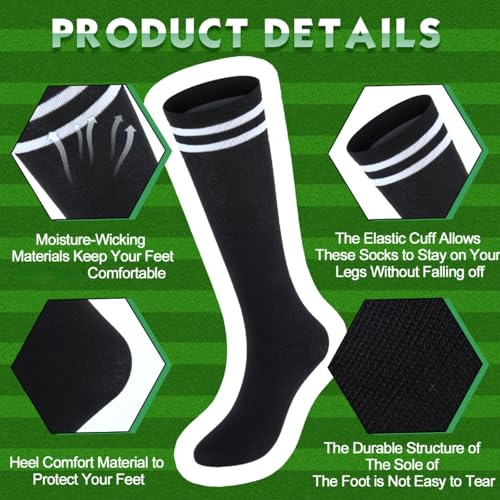 Hercicy 30 Pairs Kids Soccer Socks Sport Team Knee High Football Athletic Striped Hockey Socks for 5-12 Years3