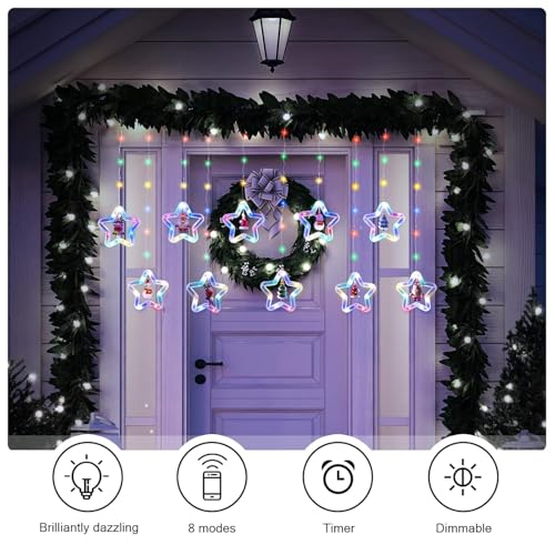 Image of V.E.S.P.A 3.5-Meter Window Christmas Lights - 10 Star Design for Indoor and Outdoor Holiday Decor, Electric Incandescent String Lights (Warm White)
