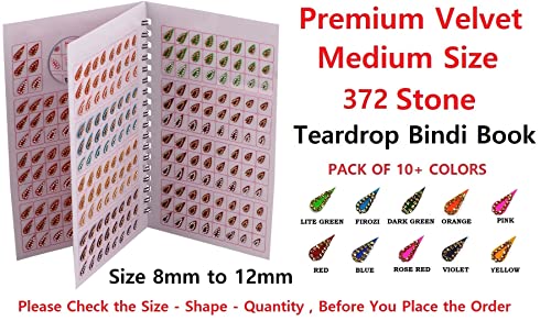 VAMA Fashions Multicolour Tilak Tear Drop Shape Stone Border Bindi Kumkum Self-Adhesive Sticker Designer Bindi Book For Women (372 Teardrop Stone Bindi Book) - Image 2