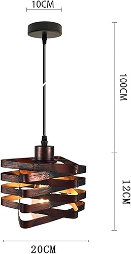 Miniatura 3 de Lámpara colgante industrial creativa, lámparas colgantes cuadradas de hierro en espiral, cuerpo de lámpara rojo oxidado, accesorio de iluminación