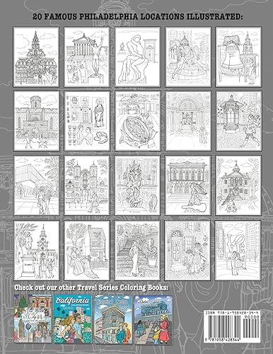 Philadelphia Coloring Book and History: 20 unique illustrations of Philly's famous sites for you to color, along with a brief history of each! (Travel and Cities) - Image 2