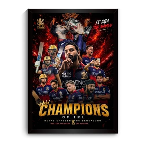 Image of Virat RCB Poster 2026 | Virat Kohli Framed Posters | King Kohli 18 Wall Art | RCB Champions Edition | Cricket Legend | Premium Sports Decor for Cricket Fans | Motivational Wall Poster (F 177)