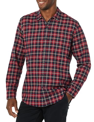 Image of Amazon Essentials Men's Regular Fit Long-Sleeve Flannel Shirt, Soft Brushed Cotton, Lightweight yet Warm