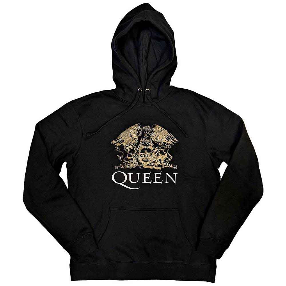 Rock Off officially licensed products Queen Hoodie Classic Crest Band Logo Official Unisex Black Pullover S