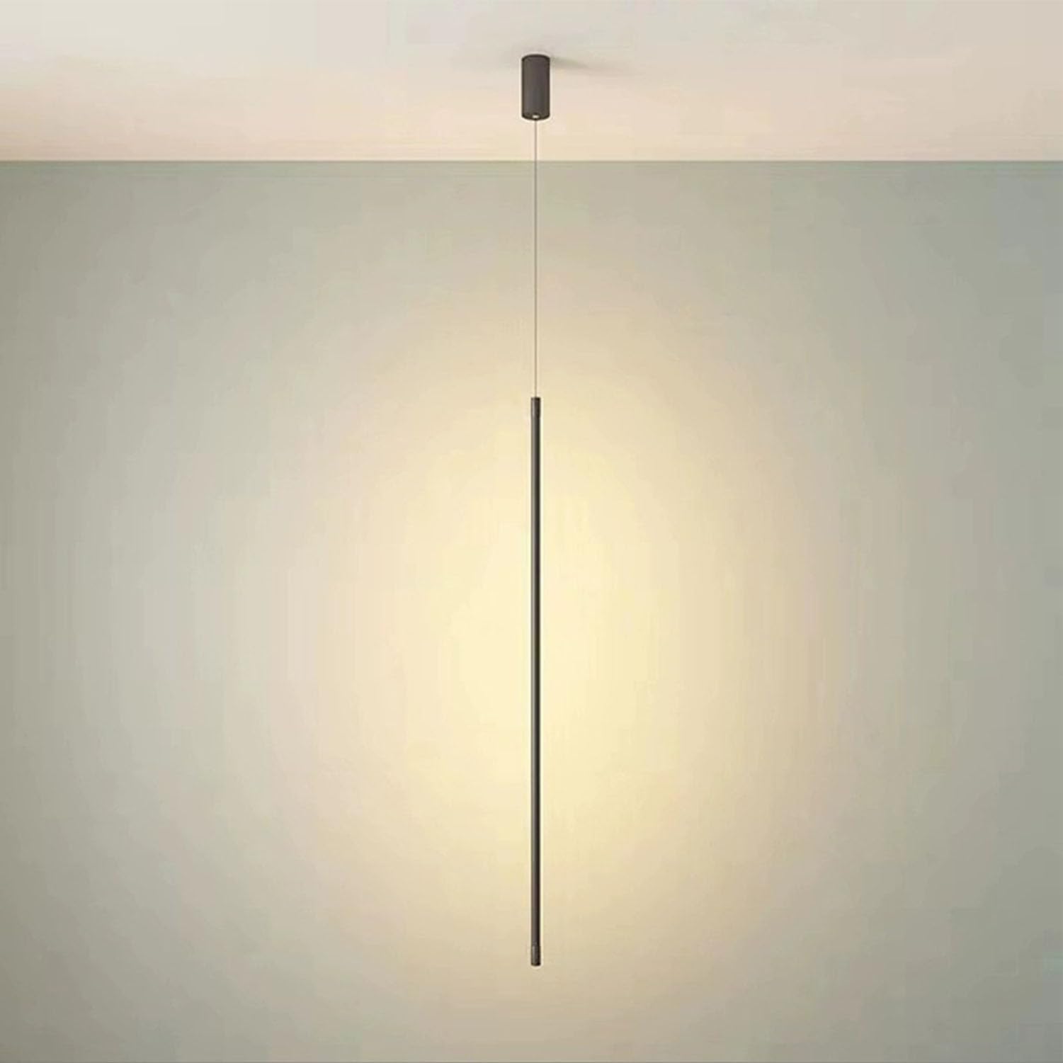 Pendelleuchte Metall, Warmweiß für Wohnzimmer, Schwarz, 120cm | Warmweißes Licht (2700K) für Gemütlichkeit. Höhenverstellbar. Moderner Zylinder für Kücheninsel, Esstisch, Schlafzimmer