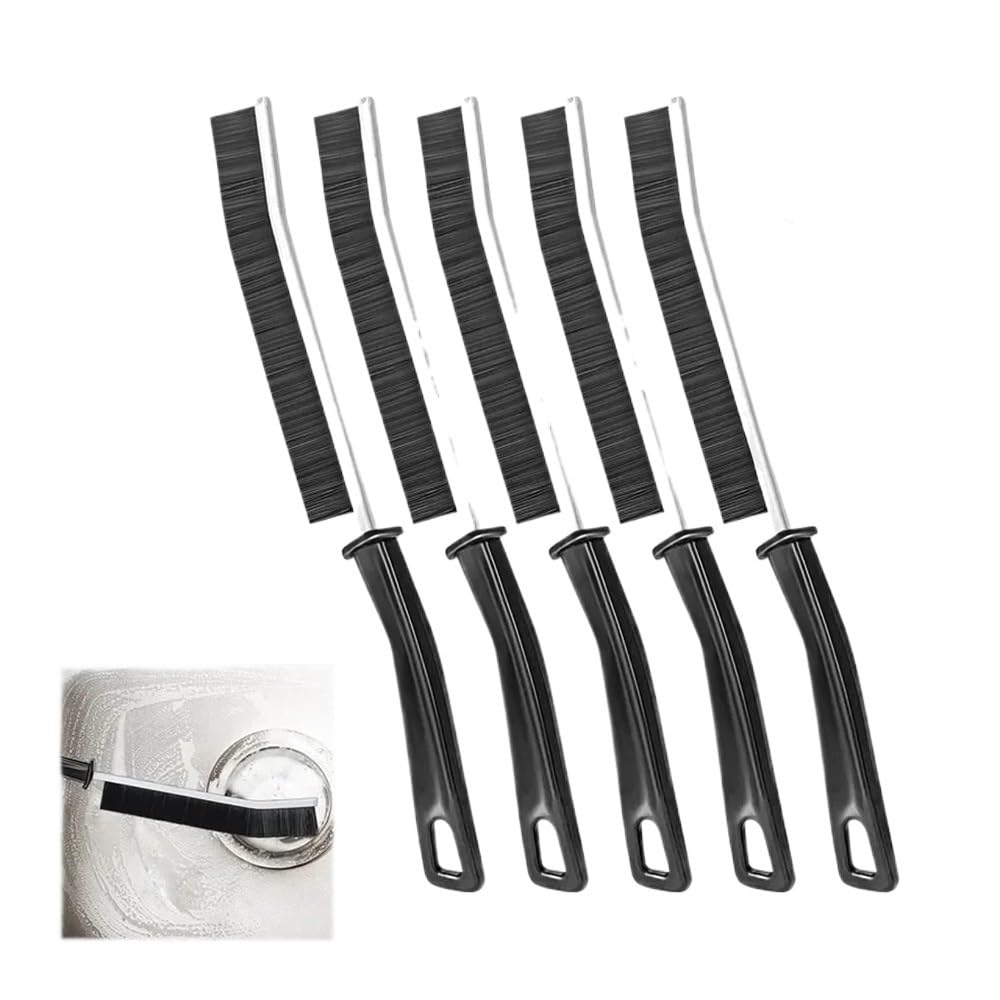 Sunrrafck 5Pcs Black 3/5Pcs Hard-Bristled Crevice Cleaning Brush Gap Tool All-Around Stiff Angled Bristles For Bathroom Kitchen(5Pcs Black)