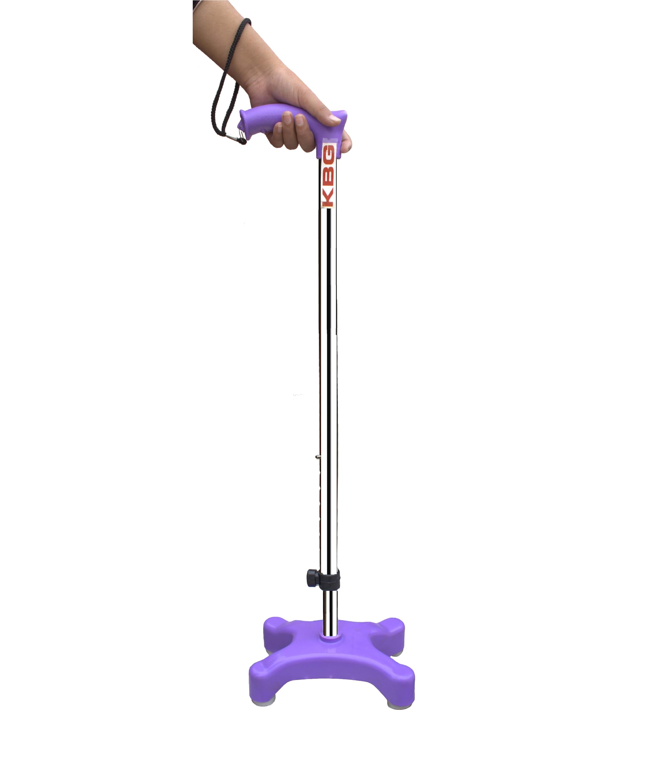 KBG 4 Leg Quadripod Croome Height Adjustable Walking Stick Foldable Walking Cane with T Handle Stick for Elderly & Those Physically Challenged (Purple)-image-26