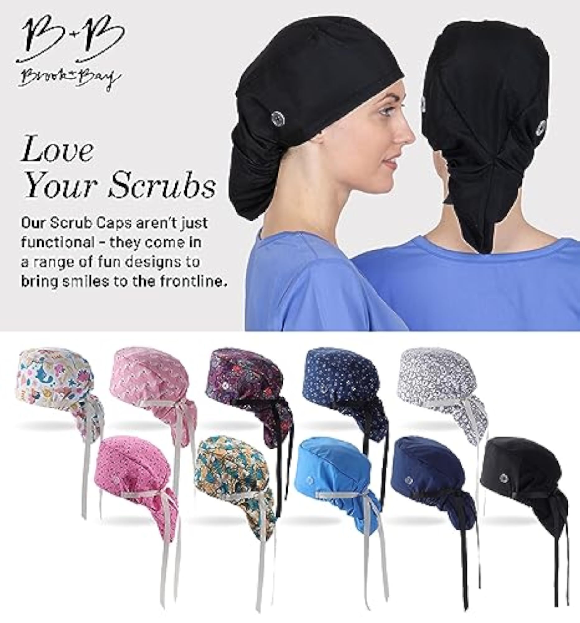 Surgical Scrub Caps for Women with Ponytail
