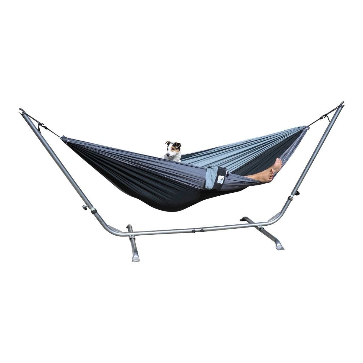 MoreThanHip Hamac de Voyage XXL Grey Shades - Hamac 2 Places 180KG Capacité de Charge en Nylon avec Sac de Rangement Hamac Exterieur, Terrasse, Jardin, Camping - 290 x 210 cm