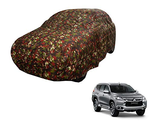 Image of Auto Hub Car Cover Compatible with Mitsubishi Pajero Sport with Weather Proof, Triple Stitched, Pajero Sport Car Cover Jungle Look