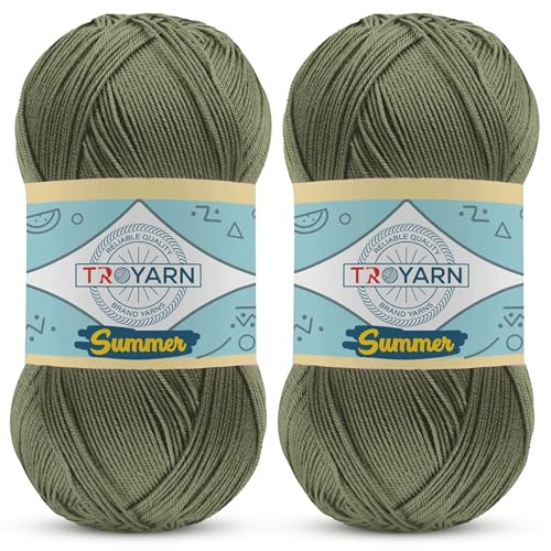 Image of Yarn for Crocheting & Knitting - 2 Skeins (2x383 Yds) (105273 - Moss) - 100% Microfiber Acrylic for Craft Projects