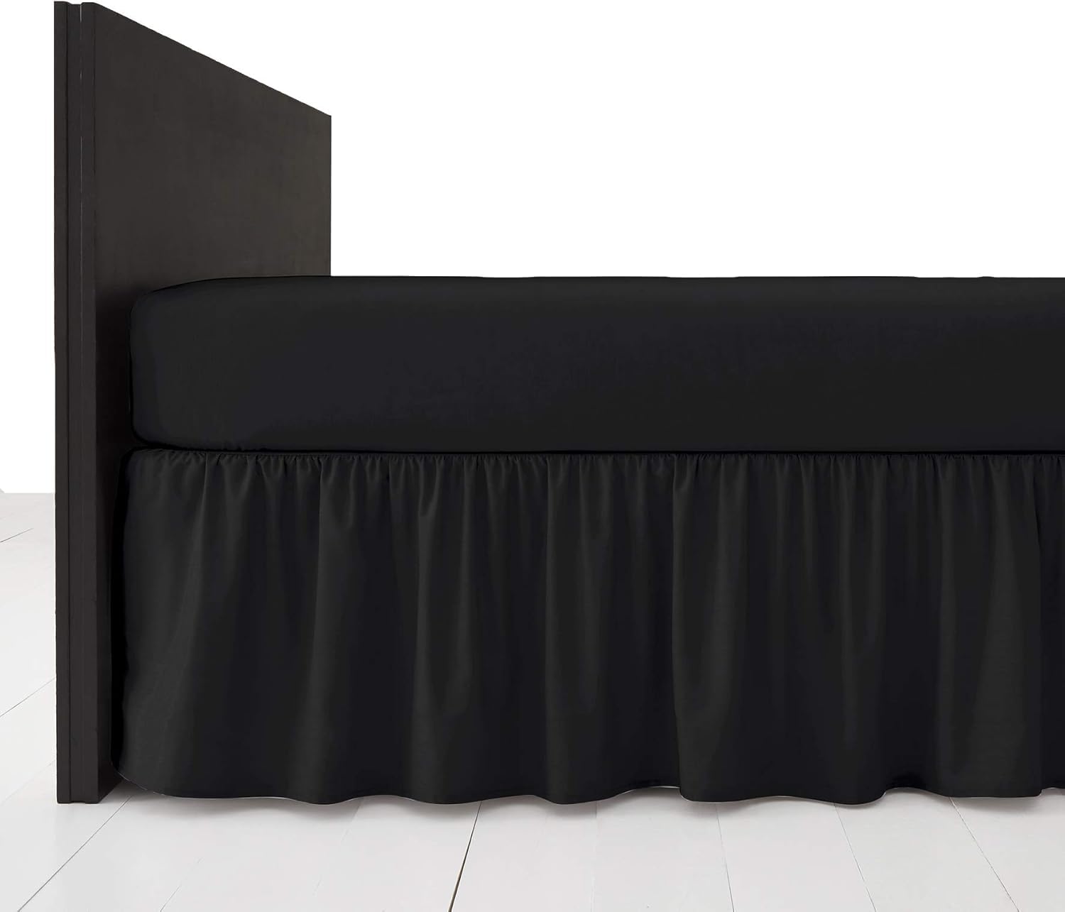 Polycotton Platform Base Valance Sheet – Extra Deep 16” Frill – Under Mattress Bed Skirt, Durable Easy Care, Wrinkle Resistant Bedding (Black, Double) — image 1