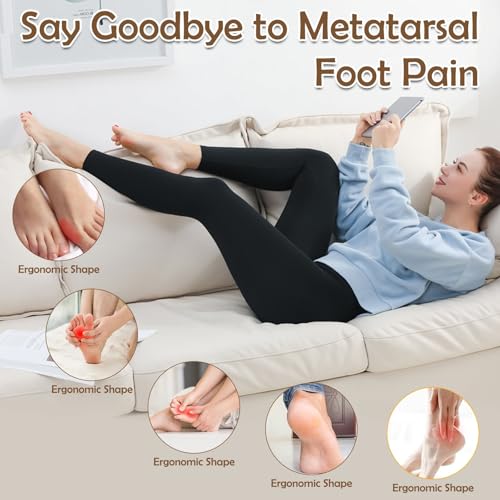 Image of Shynek 10 Pack Metatarsal Pads for Foot Ball of Foot Cushions for Heel, Soft Gel Foot Pads Self Adhesive Forefoot Pad Insoles, Reusable Foot Pads Pain Lessen Morton Neuroma for Women and Men (Black)