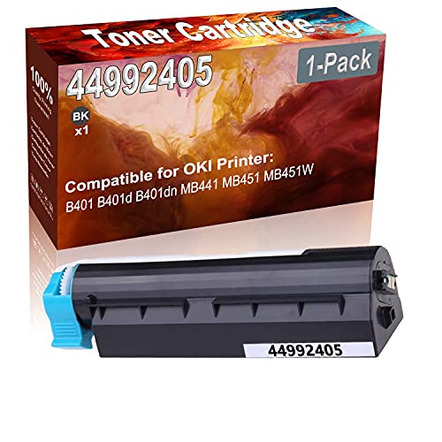 1-Pack (Black) Compatible 44992405 Printer Toner Cartridge (High Capacity) fit for OKI B401 B401d B401dn MB441 MB451 MB451W Printer