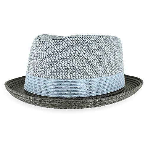 Image of Belfry Men /Women Summer Straw Pork Pie Trilby Fedora Hat in Blue, Tan, Black