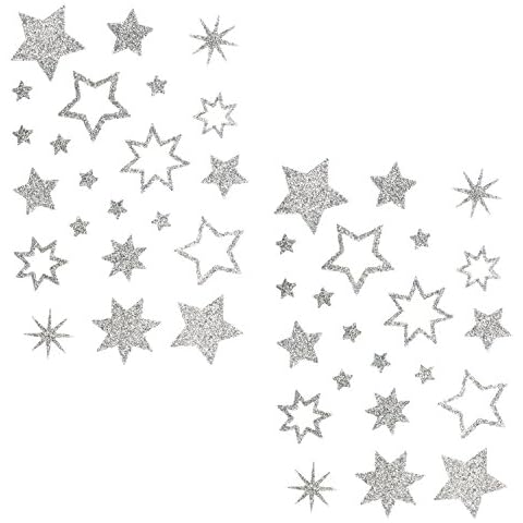 Oblique-Unique Pegatinas de Estrella Plateadas con Purpurina Autoadhesivas Cover