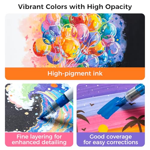 Image of Ohuhu Acrylic Paint Markers Brush Tip: 48 Pack Automatic Ink Control Acrylic Markers High Opacity Paint Pens Water-Resistant Lightfast for Rock Painting 3D Prints Easter Eggs Wood DIY Crafts- Nahuku