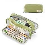 Federmäppchen,FedertaschenTeenager Mädchen,Griff Federtasche,Große Kapazität Studenten Mäppchen,Etui Stifte 3 Fach,Bleistift Briefpapier Pouch (Grün)