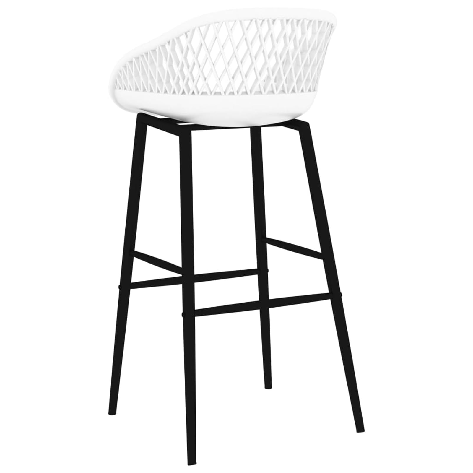 Stołek barowy 2 szt. – ergonomiczne siedzisko z oparciem z siatki, polipropylen i malowany proszkowo metal, 48 x 47,5 x 95,5 cm, wysokość siedziska 74,5 cm, do lady barowej i wyspy kuchennej