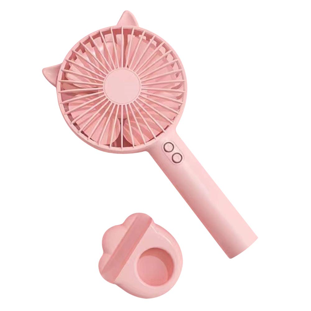 LICHENGTAI Portable Handheld Fan, Electric Fans with USB Rechargeable Battery Personal Cooling Hand Held Fan, 2 Speed Adjustable Cute Cat Ear Mini USB Desk Fans for Home Office Travel Camping