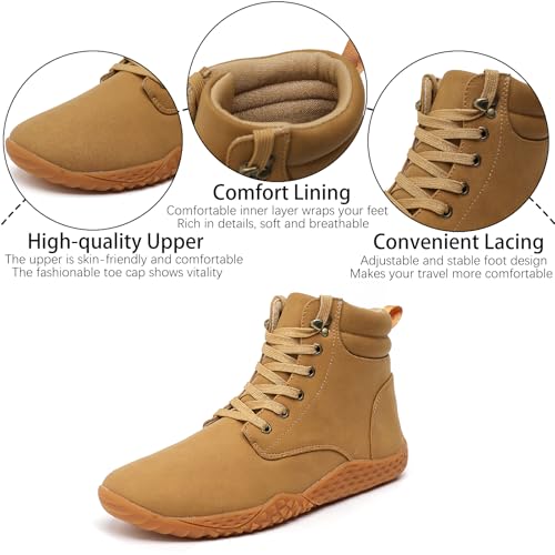 Men's Leather Platform Ankle Boots Casual Comfortable Lace Up Wide Toe Box Barefoot Booties Sneakers Lightweight Anti-Slip Outdoor Driving Walking Boots3