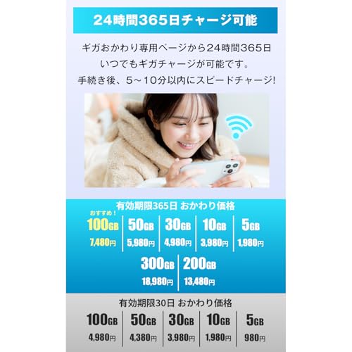 undefined 【ecoco】 2025年10月 新モデル 1年間 100GB データ付 充電式 ポケット Wi-Fi 契約不要 月額費用なし 【紛失・水濡れ・落下も1年間交換保証】工事不要 長時間利用 ギガ リチャージ 可能 の商品画像 2