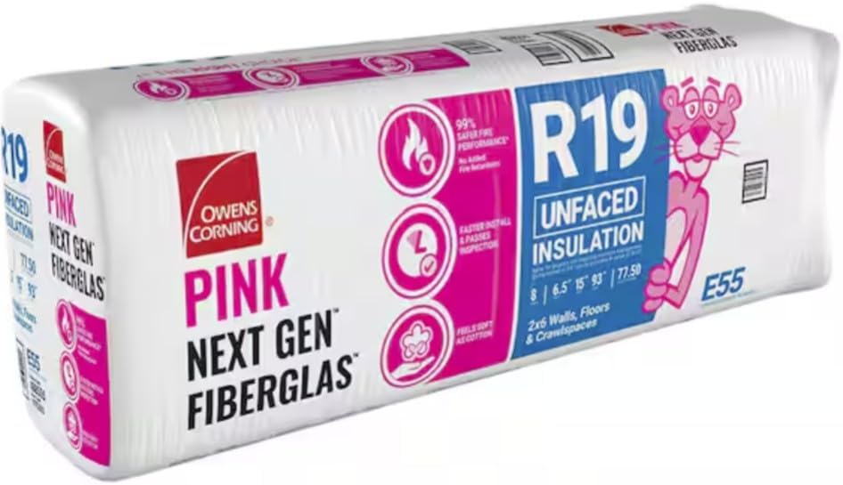 Owens Corning R-19 Unfaced Fiberglass Insulation 77.5 Sq.ft (15 in x 93 in) 1 Batt
