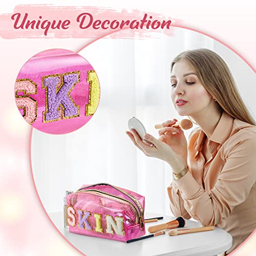 Amylove 3 Pcs Summer Preppy Makeup Bag Stuff Clear Cosmetic Preppy Bags Portable Cosmetic Summer Accessories for Teen Girls Women Gift Travel(Skin, Face, Hair) 5