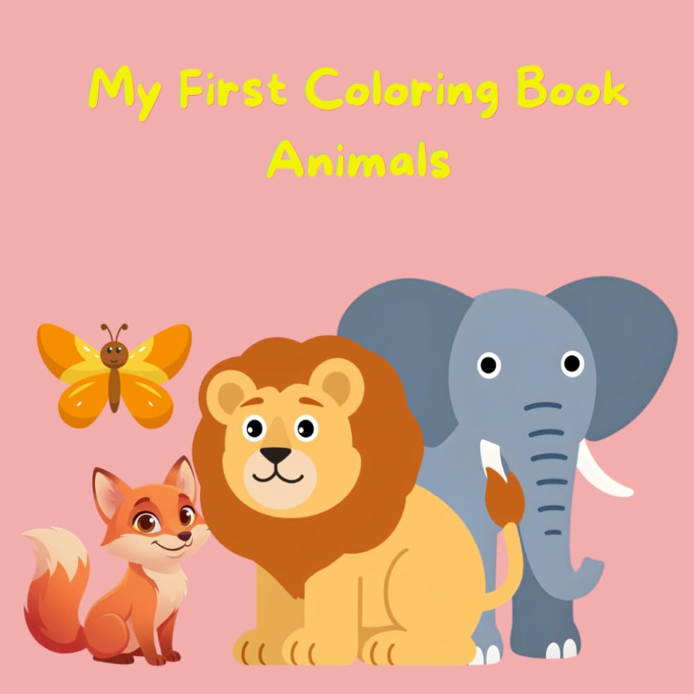 Cute Animals Coloring Book: Simple Space Coloring Book for Kids Ages 3–5