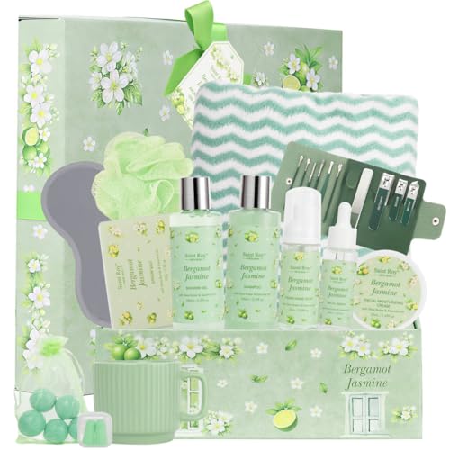 Image of 30 Pcs Spa Gifts for Women & Men, Bergamot Jasmine Bath & Body Gift Basket, Self-Care Relaxation Set, Face Skin Care Kit, Home Spa Gift, Birthday, Christmas, Mother's Day, Anniversary, Cup spa kit