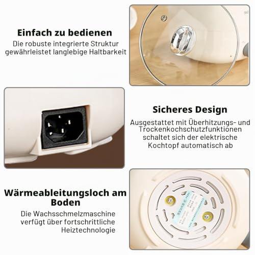 Elektrischer Hot Pot Kochtopf, Elektrische Hot Pot Topf 1,8 L, Elektrischer Kochtopf, Antihaft Mini Elektropfanne, Schneller Ramen Kocher Für Zuhause Büro Schlafsaal, Doppelte Feuerkontrolle – Bild 3