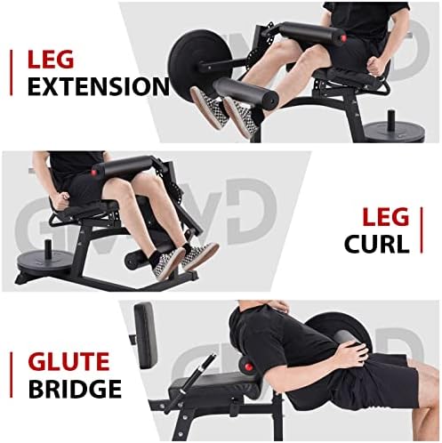 GMWD Leg Extension and Curl Machine, Lower Body Special Leg Machine, Adjustable Leg Exercise Bench with Plate Loaded, Leg Rotary Extension for Thigh, Home Gym Weight Machine