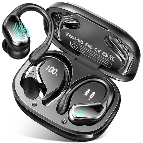 Bluetooth Kopfhörer Sport, 75Std 2025 Kopfhörer Kabellos Bluetooth 5.4, 3D Stereo Tiefer Bass IP-X8 Wasserdicht Wireless Earbuds, 4 ENC Noise Cancelling Mic Headphones, 7g USB-C LED in-ear Ohrhörer Bluetooth Kopfhörer Sport, 75Std 2025 Kopfhörer Kabellos Bluetooth 5.4, 3D Stereo Tiefer Bass IP-X8 Wasserdicht Wireless Earbuds, 4 ENC Noise Cancelling Mic Headphones, 7g USB-C LED in-ear Ohrhörer