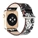 TCSHOW For Apple Watch Band 42mm,42mm Soft PU Leather Pastoral/Rural Style Flower Pattern Replacement Strap Wrist Band with Silver Metal Adapter for both Series 1 and Series 2 (D)