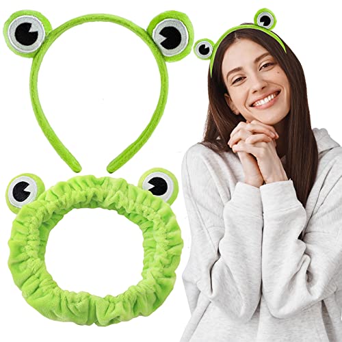 Xokipol Frog Head Wrap & Hair Band - 2 Piece Set, Green, Unisex-Kids & Adults