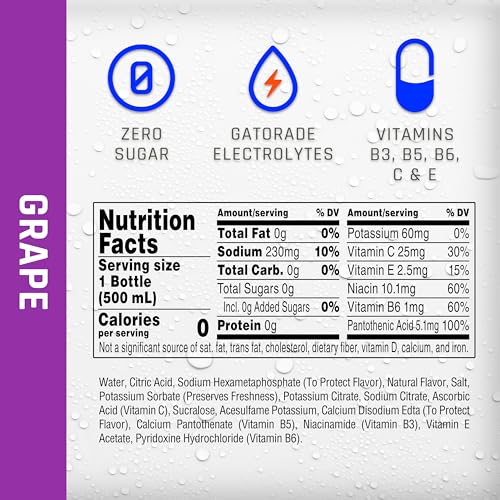 Propel Electrolyte Enhanced Water Sports Drink, Grape Flavored Water, Zero Calorie & Zero Sugar Hydration with Electrolytes and Vitamins C & E, 16.9 fl oz Bottles (12 Pack) - Image 3