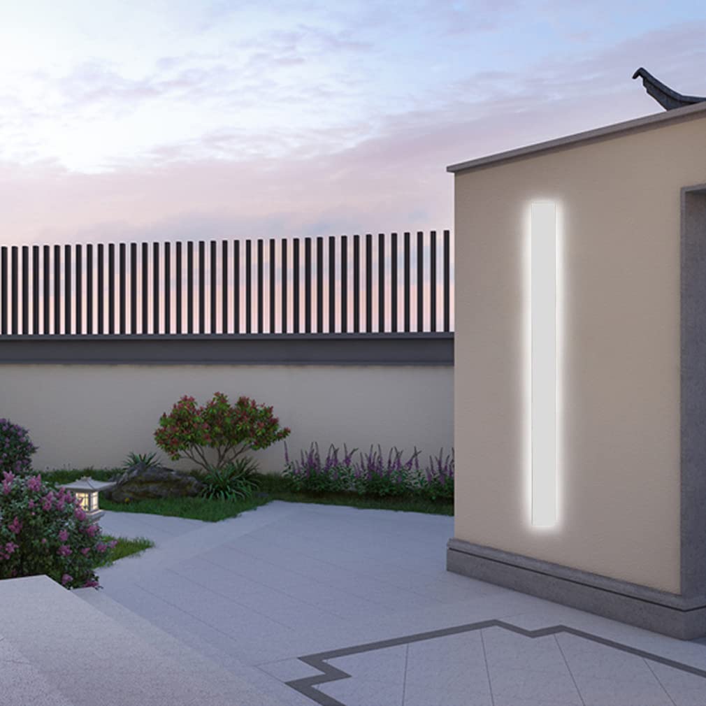 Lunga Striscia LED Applique Esterno da Parete Bianca Barra Metallo Acrilico IP65 Fredda Luce Diffusa su Entrambi i Lati Lampada da Parete Interno Up Down Illuminazione Terrazza Corridoio Camera,60cm