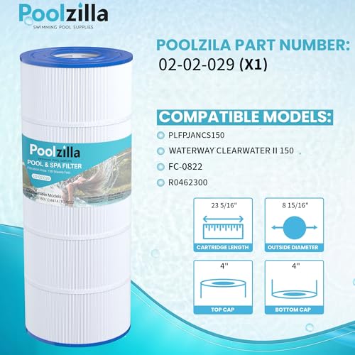 Poolzilla 1-Pack Replacement for Pool Filter PLFPJANCS150, Hayward C1502, C150S, Filbur FC-0822, FC-1287, Waterway Clearwater II 150, Pro Clean 150, R0462300 - Filter Cartridge - 150 sq.fT