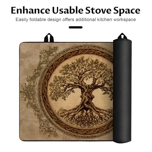 Image of BVBOX Stove Top Cover for Electric Stove, 28 inch x 20 inch Glass Cooktop Protector Mat with Hanging Loops, Anti-Scratch Non-Slip Dish Drying Mat, Washable Countertop Pad