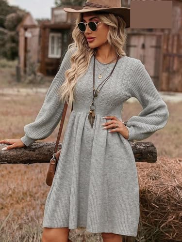 Women's 2025 Casual Sweater Dresses Casual Loose Raglan Sleeve Knit Dress3