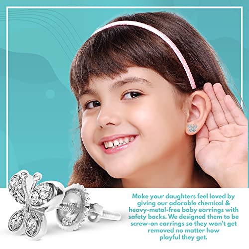 Image of Crystal Butterfly Kids Baby Girl Earrings With Elements