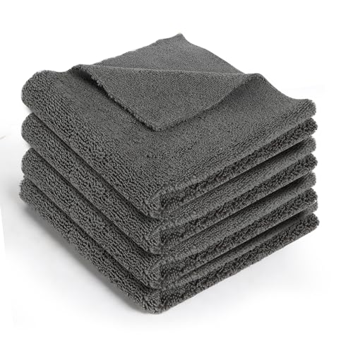 Image of Auto Hub 340 GSM Microfiber Cloth for Car - Edgless & Dual Sided Microfiber Cloth - Lint & StreakFree Car Cleaning Cloth - Multipurpose Cleaning Cloth for Interior & Exterior - 4pc, 40x40 cm,Grey