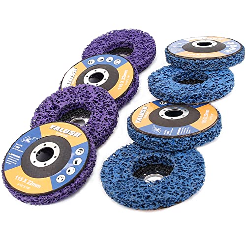 YALUSO Strip Disc 8Pcs Paint Rust Remover Grinder Wheel, 4-1/2" x 7/8" Blue/Purple Stripping Wheel, Silicon Carbide Abrasive Wheel, Paint Stripper for Wood/Metal/Plastic/Fiberglass