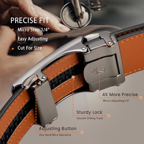 Zitahli Belt Men 2 Pack - Slide Leather Ratchet Belt Adjustable for Mens Gifts 1 3/8-Cut for Perfect Fit,Men's Accessories2