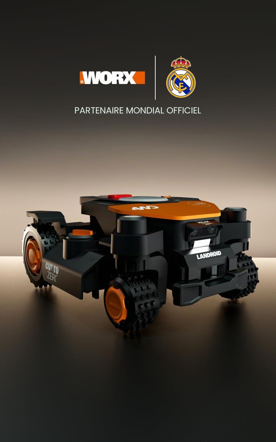 WORX Vision Cloud 4WD WR340E Robot Tondeuse 600 m² sans Fil périphérique + Garage (évitement d'obstacles par IA, Navigation VSLAM + RTK, Pente de 84%, cartographie Auto, contrôle Via app)