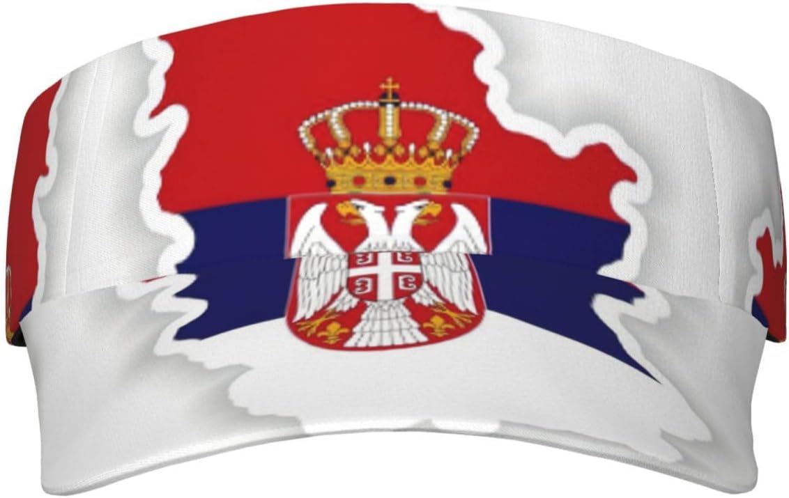 Serbia Flag Map Print Sport Sun Visor Hats Adjustable Empty Top Baseball Cap Ball Caps Sun Hat for Women and Men Black