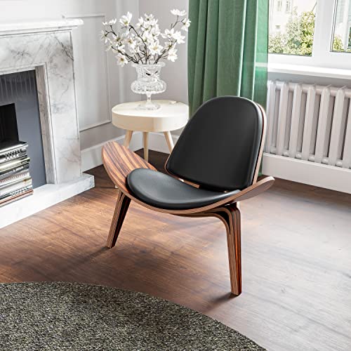 Sillón moderno tipo concha estructura madera miniatura 2