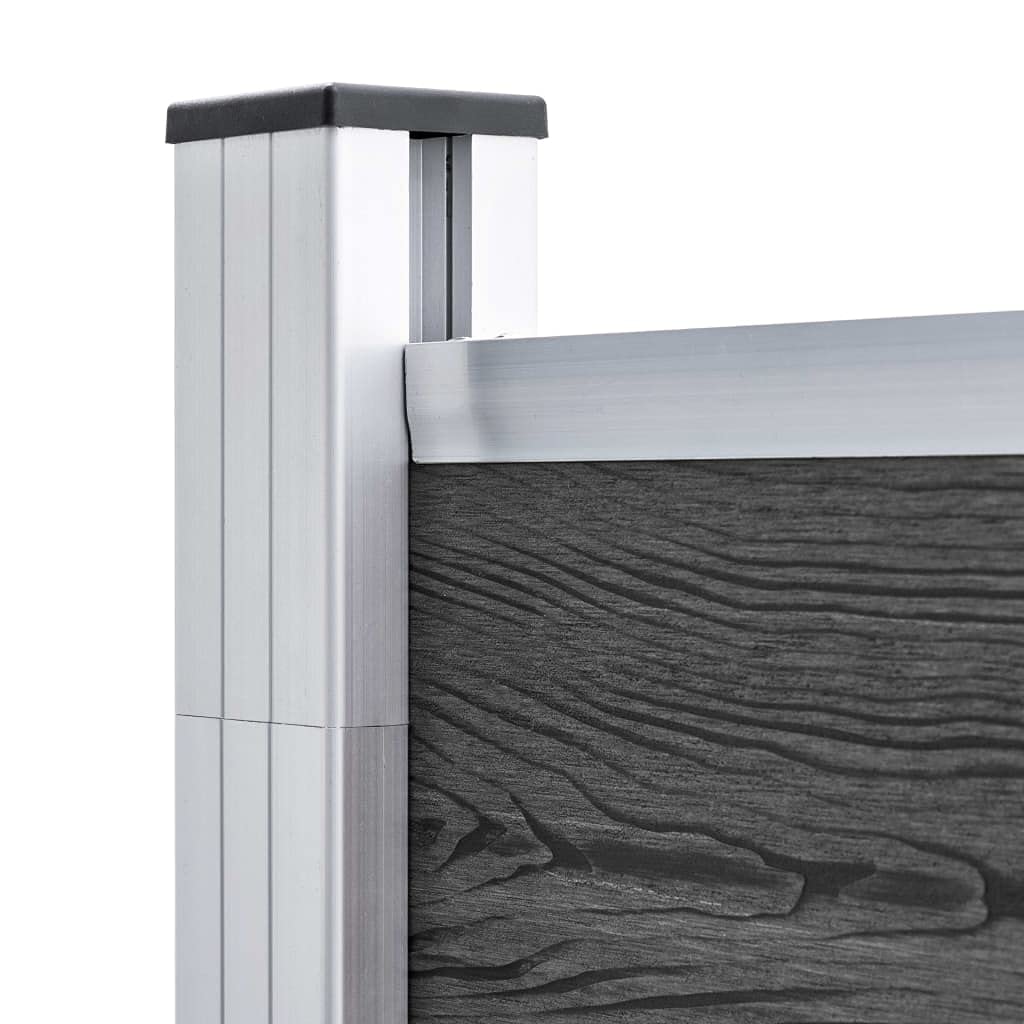 vidaXL Zaunelement Set WPC 353x186 cm Schwarz